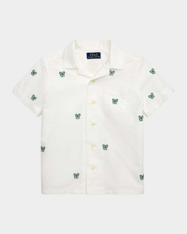 Boy's Tennis Embroidered Oxford Shirt, Size 2-7